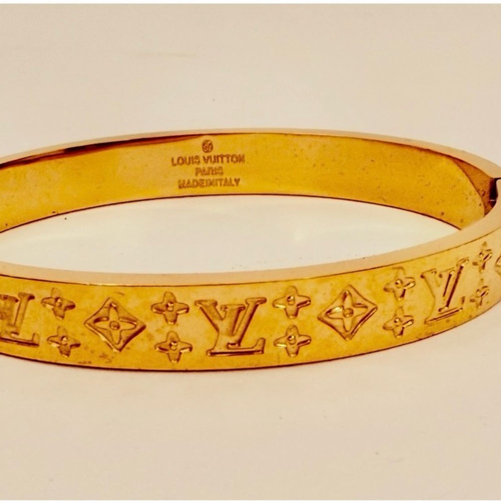 Louis Vuitton Gold Monogram Slim Engraved Bangle - Picture 3 of 3